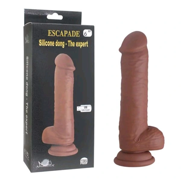Rotating The Expert Silicone Dildo - Morocco Brown, Silicone, 7.5 Inches