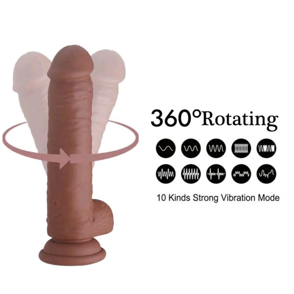 Rotating The Expert Silicone Dildo - Morocco Brown, Silicone, 7.5 Inches