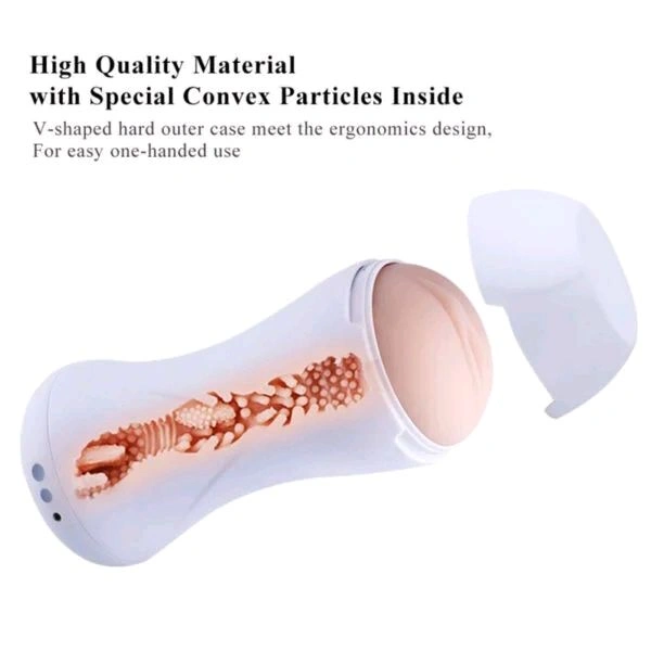Happy Sport Vibrating Masturbator - White, Abs+ Silicone