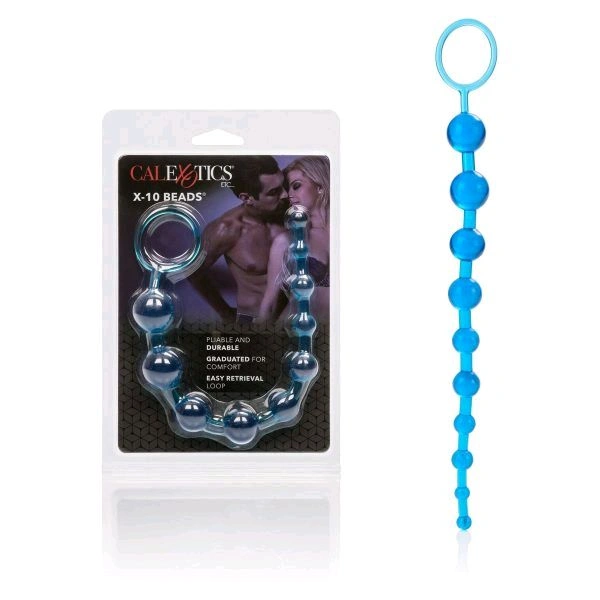 Flexible 10 Jelly Anal Beads - Silicone, 5.8 Inches, Blue