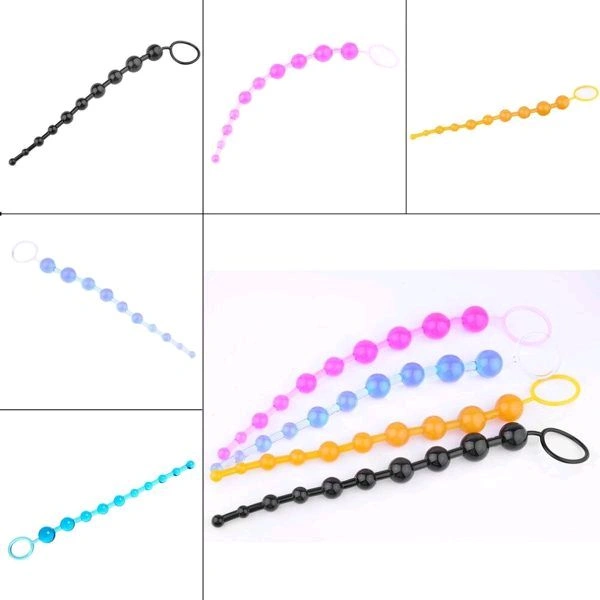 Flexible 10 Jelly Anal Beads - Silicone, 5.8 Inches, Blue