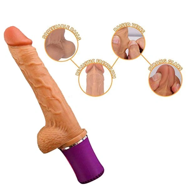 KANGYA Autometic Thrusting Realistic Dildo - Tan, Body Safe Silicone + Abs