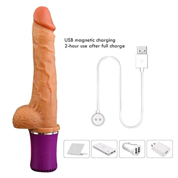 KANGYA Autometic Thrusting Realistic Dildo - Tan, Body Safe Silicone + Abs