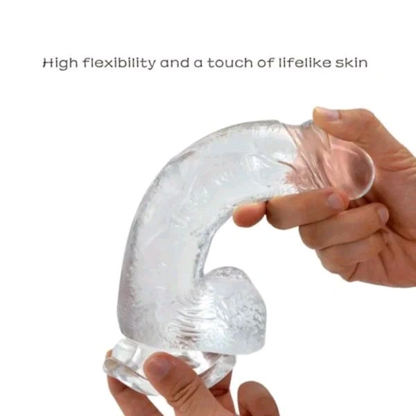 Realistic Crystal Jelly Dildo 7 Inch - transparent, Silicone, Insertable: 5.5 Inches