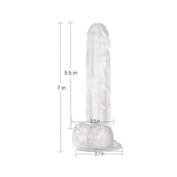 Realistic Crystal Jelly Dildo 7 Inch - transparent, Silicone, Insertable: 5.5 Inches