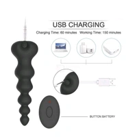 Remote Control Prostate Massager Clitoris Anus Vibrator - Black, Silicone, 5.4 Inches