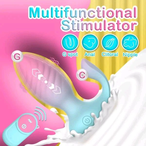 Remote Control Diamond Anal Plug Vibrator Clitoral Stimulator - multicolored, Body Safe Silicone