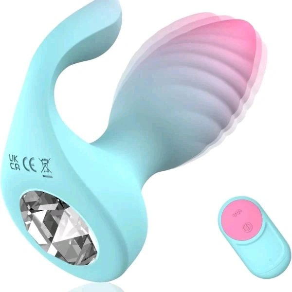 Remote Control Diamond Anal Plug Vibrator Clitoral Stimulator - multicolored, Body Safe Silicone