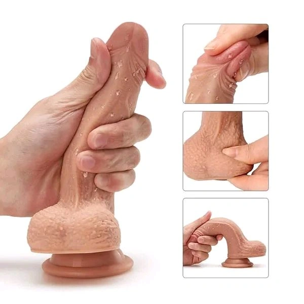 Realistic Dildo with Strong Two Layer Silicone Suction Cup - 8 inches
