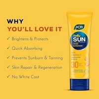 Joy Broad Spectrum SPF 30 Face & Body Sunscreen (120ml) | Sunblock & Anti Tan Sunscreen For Normal to Oily Skin | Lightweight, Non Greasy & Zero White Cast