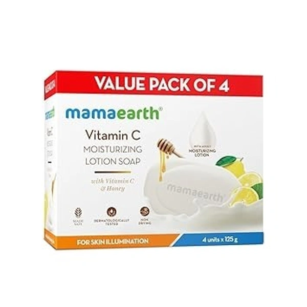 Mamaearth Ubtan Moisturizing Lotion Soap 125 g (Pack of 4) | Removes Tan | Benefits of Lotion in a Soap | Gently Exfoliates & Deeply Cleanses | Nourishes Dry Skin | Non Drying | Grade 1 Soap - 12 x 6.1 x 9.8 Centimeters