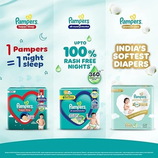 Pampers All round Protection Pants, Medium size baby diapers (MD) 22 Count, Anti Rash diapers, Lotion with Aloe Vera