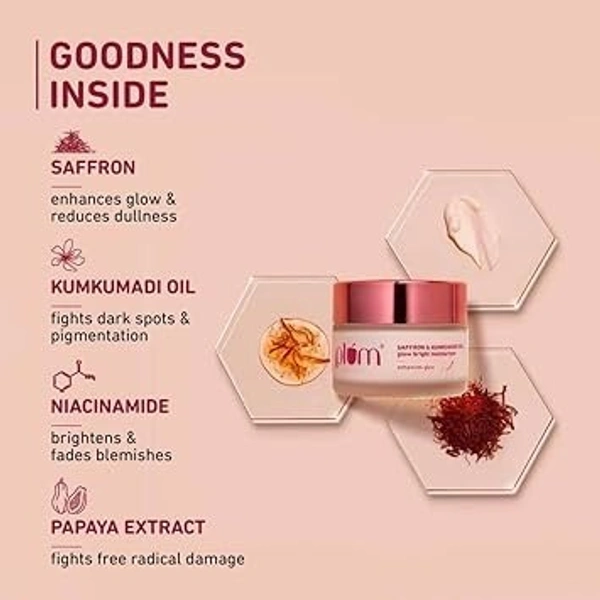 Plum Saffron & Kumkumadi Oil Daily Glow Bright Moisturizing Cream | Quick-Absorbing Day Cream to Brighten Skin, Enhance Glow | with SPF 35 for UVA/UVB Protection | All Skin Types | Women & Men | 50g