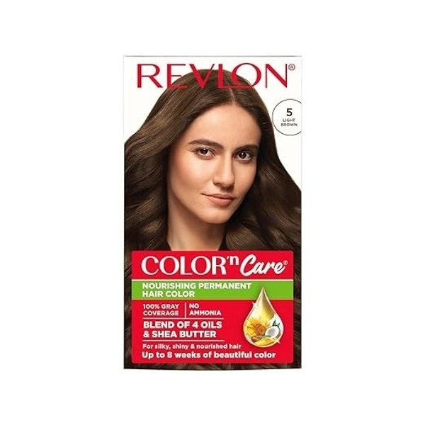 Revlon Color N Care Permanent Hair Color Cream, Medium Brown 5N|With Olive and coconut Oil