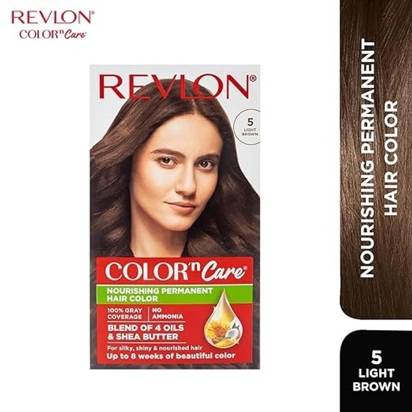 Revlon Color N Care Permanent Hair Color Cream, Medium Brown 5N|With Olive and coconut Oil
