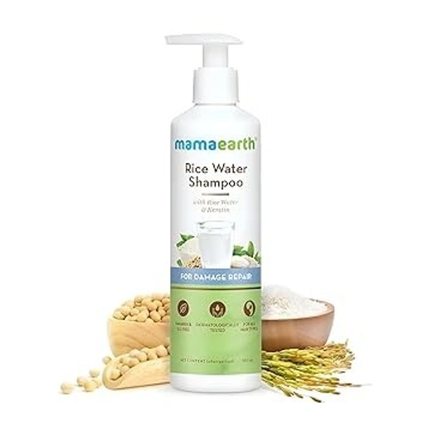 Mamaearth Rice Water Shampoo with Rice Water & Keratin For Damage Repair - 250 ml Reduces Split Ends | Prevents Breakage