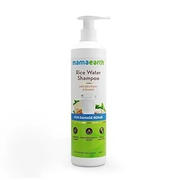 Mamaearth Rice Water Shampoo with Rice Water & Keratin For Damage Repair - 250 ml Reduces Split Ends | Prevents Breakage