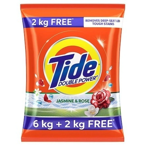 Tide Plus Double Power Jasmine & Rose Detergent Powder 6 kg (Get Extra 2 kg Free)