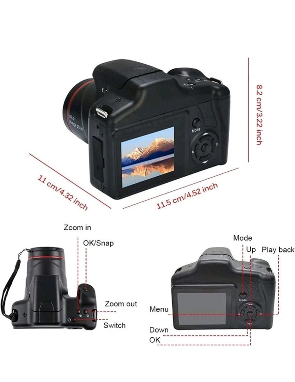 TESLA Acuvar Digital Camera, 16 Megapixel Photo Camera Mini Digital SLR Camera, CMOS Sensor 2.4“ TFT LCD Compact Camera, 16X Digital Zoom Video Camera for Children Adults Beginners
Style Name: Camera Only
 - 2.4 Tft Lcd