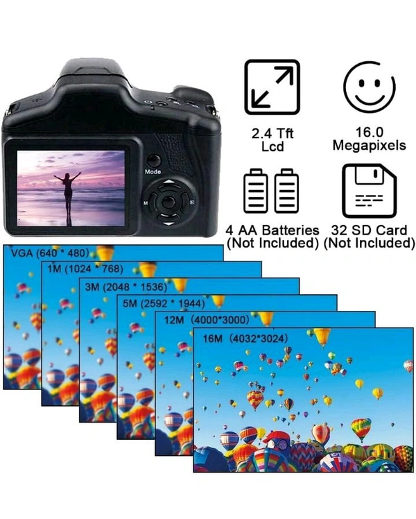 TESLA Acuvar Digital Camera, 16 Megapixel Photo Camera Mini Digital SLR Camera, CMOS Sensor 2.4“ TFT LCD Compact Camera, 16X Digital Zoom Video Camera for Children Adults Beginners
Style Name: Camera Only
 - 2.4 Tft Lcd