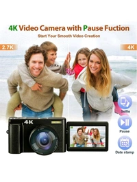 Telsa  
Brand: Fulealfly
4.2
4.2 out of 5 stars
(379)
Fulealfly 4K Digital Camera For Photography And Video, 48Mp Vlogging Camera With Sd Card Autofocus Anti-Shake, 3'' 180° Flip Screen Digital Camera With Flash 16X Zoom, Compact Camera For Travel-Gb 128