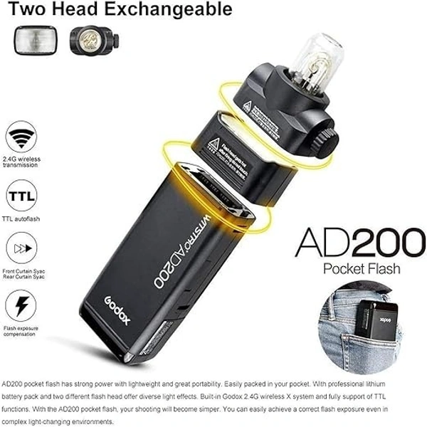 godox GODOX AD 200 Pocket Flash, Black