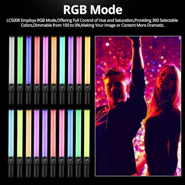 GODOX LC500R RGB LED Light Stick Lighting,2500K-8500K Full Color, 14 Lighting Effects, with Barndoor & Carry Bag (Remote Not Included)
