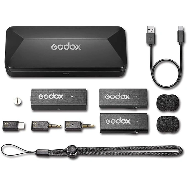 Godox MoveLink Mini 2.4GHz USB-C Wireless Microphone Kit 2, Classic Black