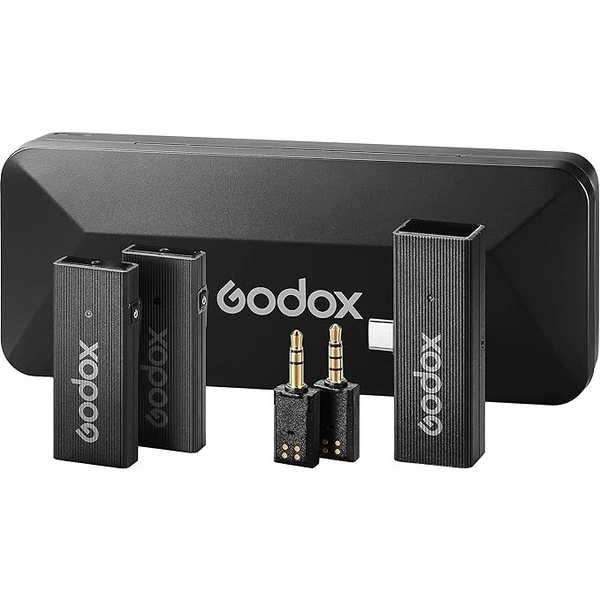 Godox MoveLink Mini 2.4GHz USB-C Wireless Microphone Kit 2, Classic Black