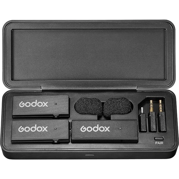 Godox MoveLink Mini 2.4GHz USB-C Wireless Microphone Kit 2, Classic Black