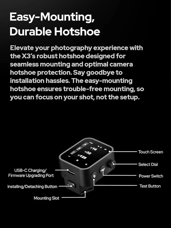 godox Godox X3-C TTL Wireless Flash Trigger,Compatible for Canon Camera, OLED Touchscreen X3 C Flash Transmitter, Built-in Lithium Battery, Support Quick Charge, with TCM Conversion