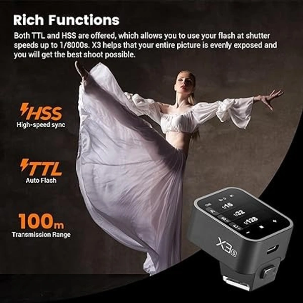 GODOX Godox X3-S X3S TTL Wireless Flash Trigger, Large OLED Touchscreen, Built-in Lithium Battery, Support TTL Auto/Manual/Multi Flash for Sony Camera
