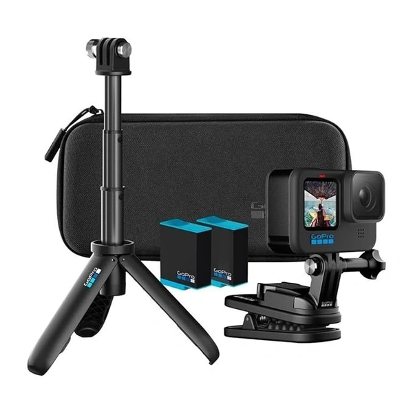 GOPRO GoPro HERO10 Action Camera with Free Swivel Clip, Extra Battery and Tripod Shorty (Black), 1 x Optical Zoom