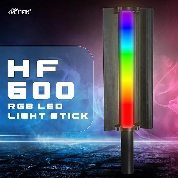 HIFFIN (HF-600 RGB) Portable Light Wand Handheld RGB LED Stick Light for Photography, 2500K-9900K Adjustable, 24 Fx Light Effect, Power 24W, Barndoor, 5200mah in Built Battery