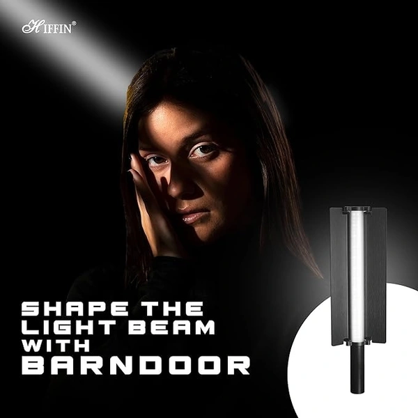 HIFFIN (HF-600 RGB) Portable Light Wand Handheld RGB LED Stick Light for Photography, 2500K-9900K Adjustable, 24 Fx Light Effect, Power 24W, Barndoor, 5200mah in Built Battery
