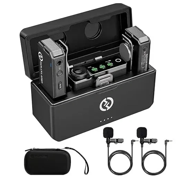 Hollyland Lark MAX Wireless Microphone System with ENC Noise Canceling Studio Audio Quality Camera Mic with Up to 14H Backup Record 22H Duration 820 ft Range for Filmmaking Interviewing Podcasting