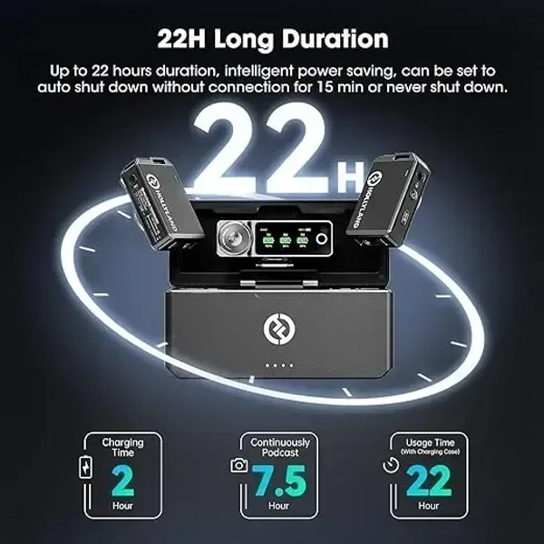 Hollyland Lark MAX Wireless Microphone System with ENC Noise Canceling Studio Audio Quality Camera Mic with Up to 14H Backup Record 22H Duration 820 ft Range for Filmmaking Interviewing Podcasting