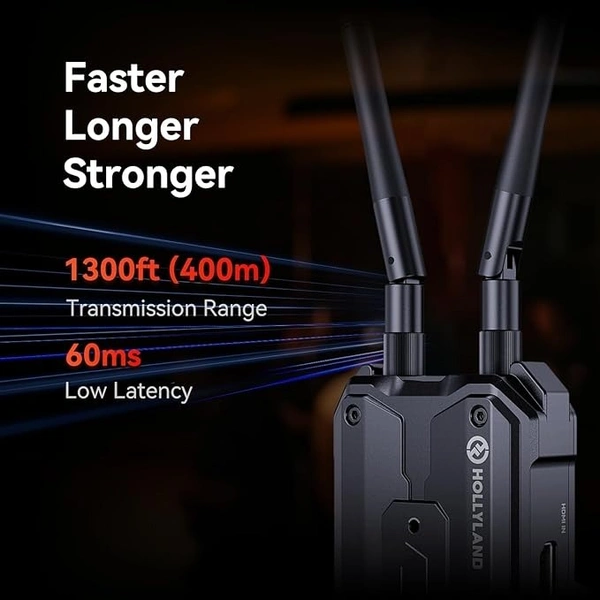HOLY LAND ?Hollyland Pyro H? Wireless HDMI Video Transmission System, Auto Dual-Band Hopping, 4K30/1080p60 1300ft Los Range 60ms Latency, Smart Channel Scan, Up to 4 Receiver, UVC Live Stream (1TX+1RX)