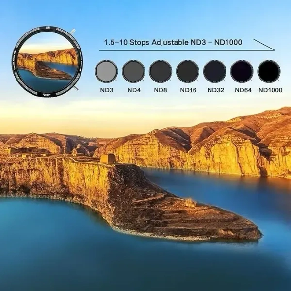 H&Y 67 72 77 82mm Variable ND Filter Polarizing Filter and Adjustable Filter Adapter Step Ring 3 in 1 Camera Lens Filter VND CPL Filter ND3-ND1000 1.5-10 Stops for Studio Outdoor and Video Shooting