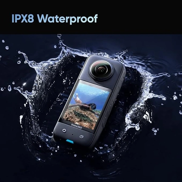 INSTA insta360 X3 Action Camera, 1/2" Sensor, 5.7K 360 Capture, Optical Zoom 3X, 72 MP 360 Photo, 4K Single Lens Mode, Black