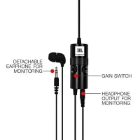 JBL Commercial CSLM30B Auxiliary Omnidirectional Lavalier Microphone with Headphone-Out for Content Creation