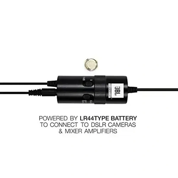 JBL Commercial CSLM30B Auxiliary Omnidirectional Lavalier Microphone with Headphone-Out for Content Creation