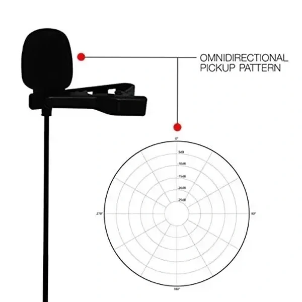 JBL Commercial CSLM30B Auxiliary Omnidirectional Lavalier Microphone with Headphone-Out for Content Creation