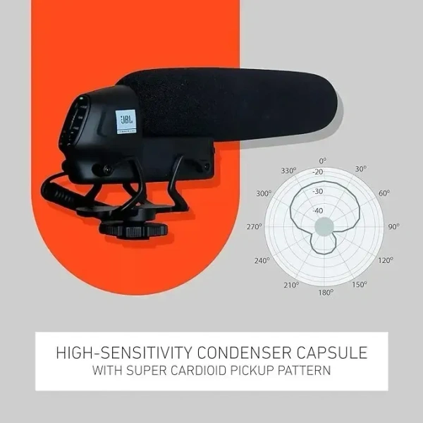 JBL Commercial CSSG10 On-Camera Shotgun Condenser Microphone for Cameras & Smartphones ideal for Youtubers, Vloggers, News Gathering, Content Creation