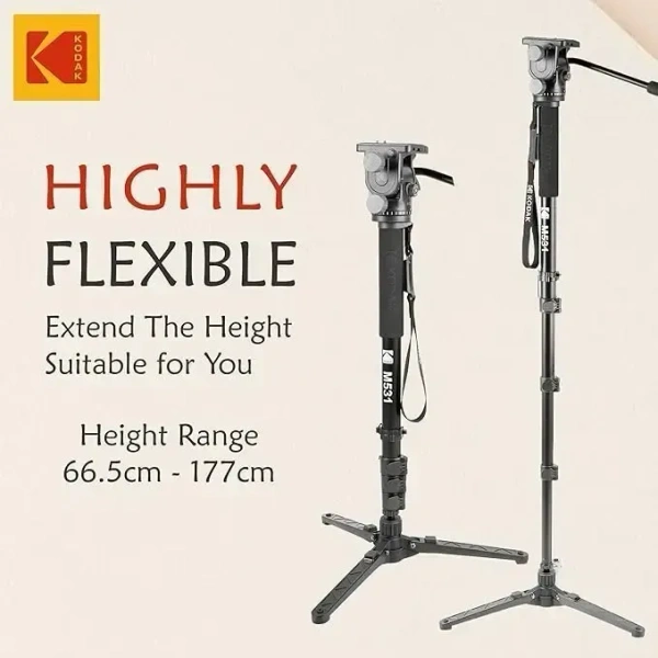 KODAK M531 Monopod with Support Foot, 32mm Strong Aluminum Tube Monopod, Black
