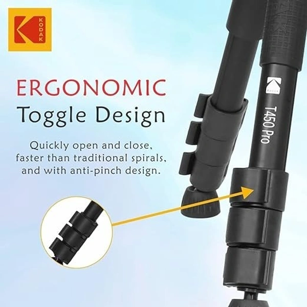 KODAK Kodak T450 Pro 180mm Three Section Support Flip Locks Tripod (Black)