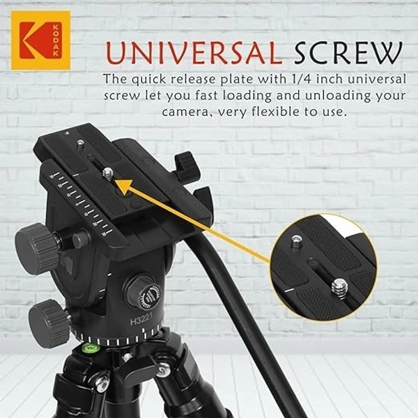 KODAK Kodak T450 Pro 180mm Three Section Support Flip Locks Tripod (Black)
