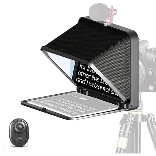 HIFFIN LENSGO TC7 8” Teleprompter for iPad Tablet Smartphone DSLR Camera w/Remote Control, APP Compatible with iOS & Android System for Online Teaching Vlog Live Streaming (TC7)