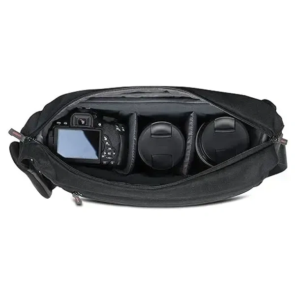 MOBIUS Ultimate Lens Sling Bag/DSLR Sling Bag|100% Water Resistant Outdoor Shoot Travel Camera Side Sling Bag with Adjustable Shoulder Strap|Suitable for DSLR Camera with 3 Nos 70 200 85mm 50mm