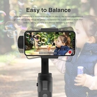 MOZA Mini S Essential Foldable Smartphone Gimbal Stabilizer with Quick Playback, One-Button Zoom, Timelapse, Object Tracking, Inception Mode Function for Smartphone, Black